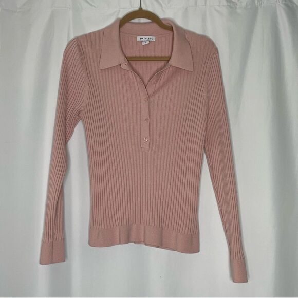 Athleta Pink Collar 1/4 Button Down Sweater size XL - Picture 1 of 8
